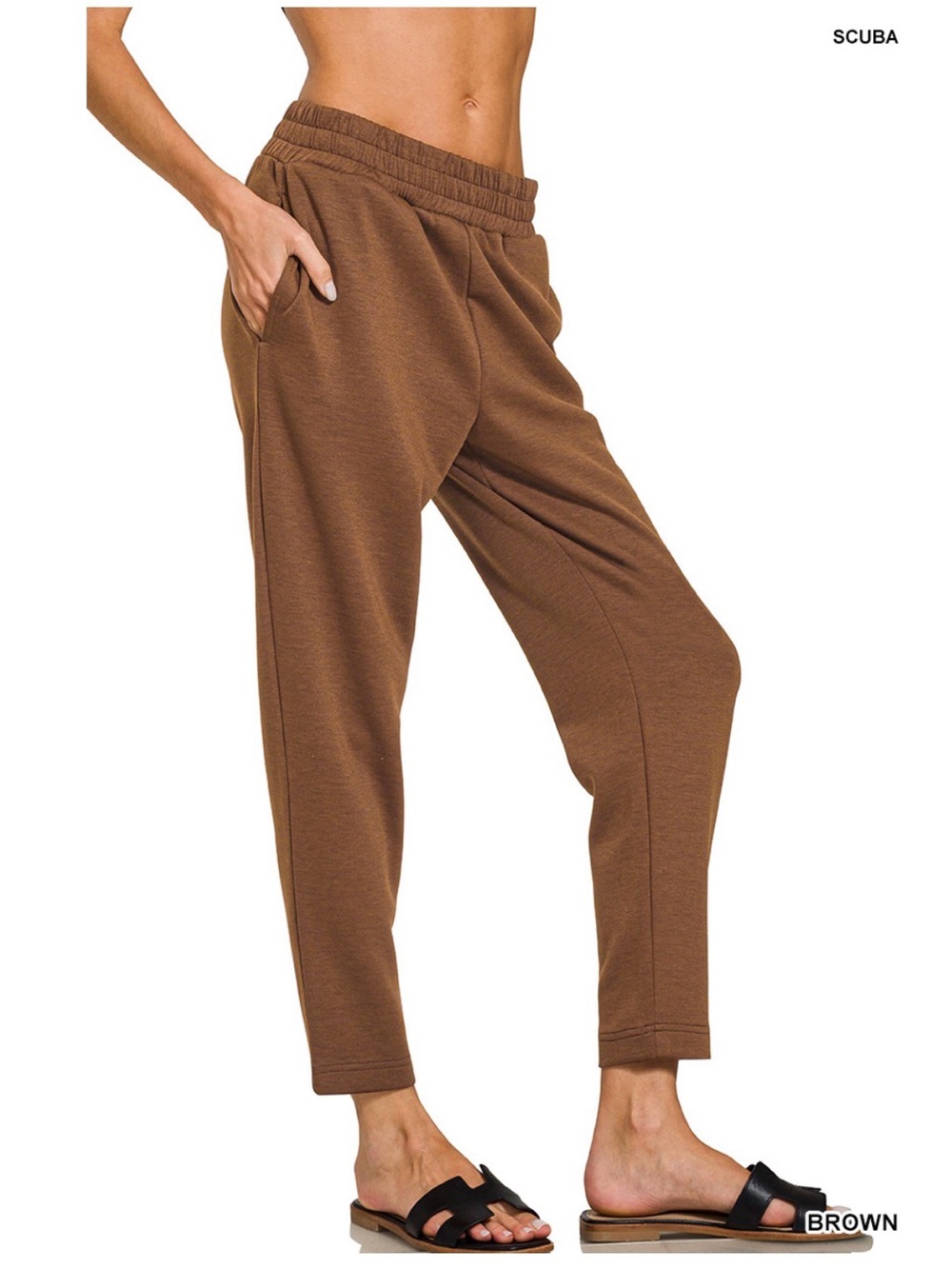 Zenana Outfitters Brown Track Pants